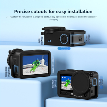 Husă din silicon pentru DJI Action 6 cu protecție a obiectivului, absorbție a șocurilor și protecție anti-cadere — Greutate 14,7 g