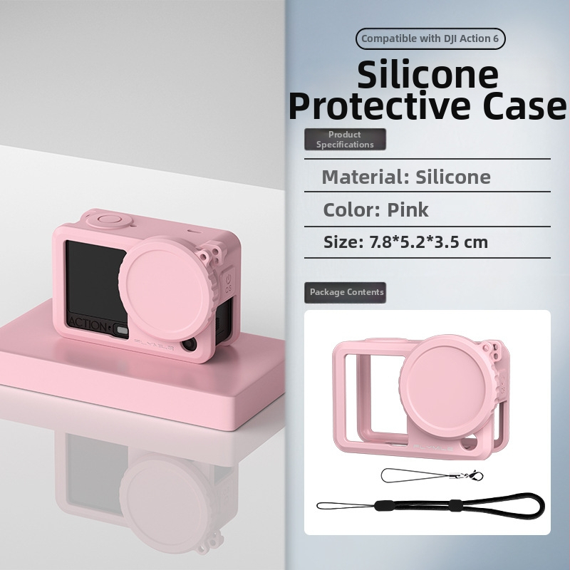 Husă din silicon pentru DJI Action 6 cu protecție a obiectivului, absorbție a șocurilor și protecție anti-cadere — Greutate 14,7 g