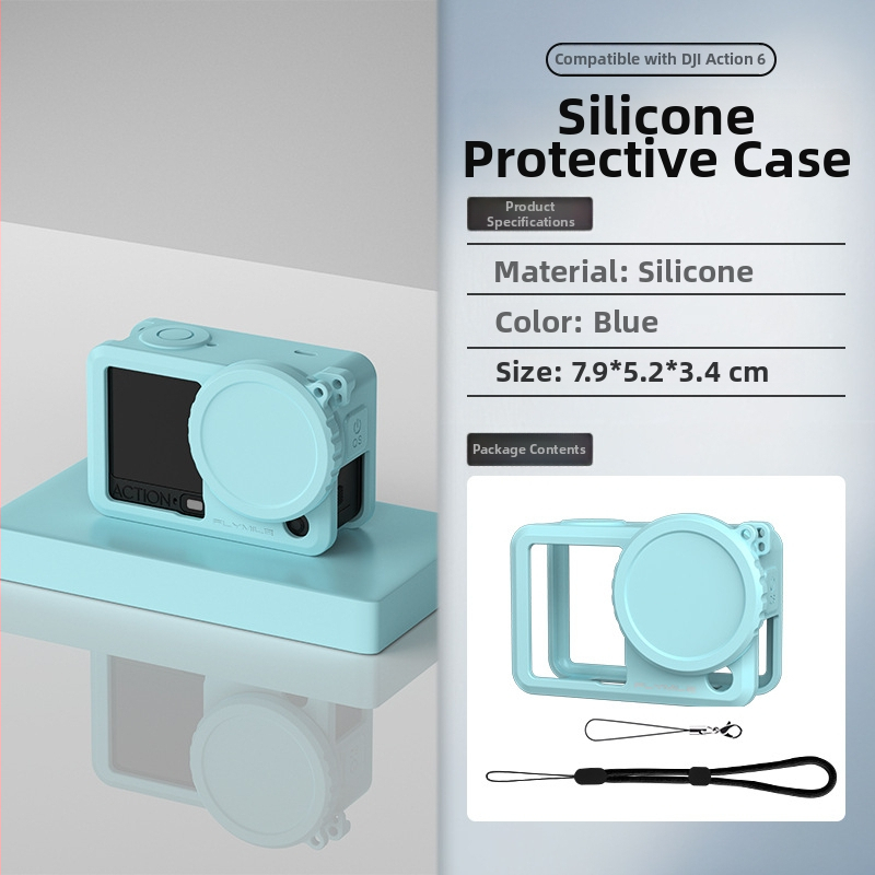 Husă din silicon pentru DJI Action 6 cu protecție a obiectivului, absorbție a șocurilor și protecție anti-cadere — Greutate 14,7 g