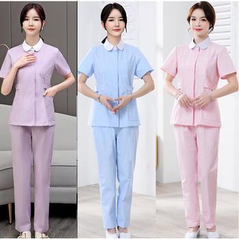 Uniforma pre zdravotný personál s dlhými rukávmi – rozdelený set, okrúhly výstrih, bavlna/poliester, 65% bavlna, 35% polyester, vhodná pre nemocnice a kozmetické salóny