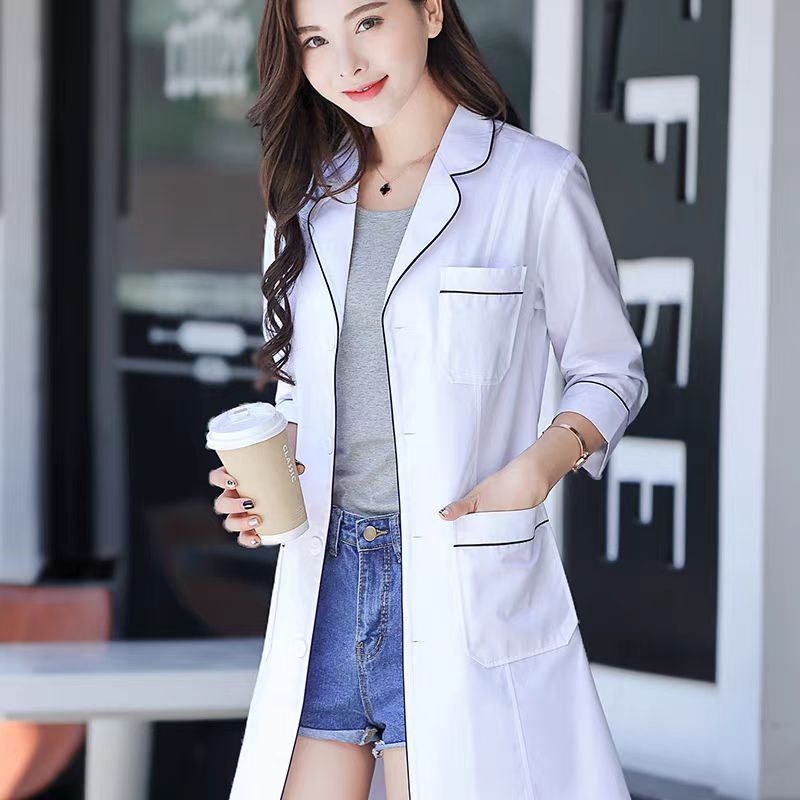 Unisex medicinski kaput – V-izrez, dugi rukavi, pamuk-poliester smjesa (30-50% pamuk, 50-70% poliester), odvlaživanje vlage