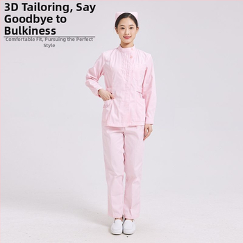 Dvojdielny set ošetrovateľskej uniformy: top s plisovaným okrúhlym výstrihom a nohavice, chenille látka, odvádzanie vlhkosti, unisex