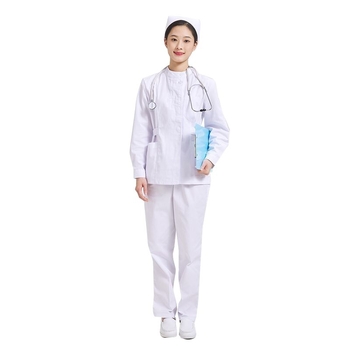 Dvojdielny set ošetrovateľskej uniformy: top s plisovaným okrúhlym výstrihom a nohavice, chenille látka, odvádzanie vlhkosti, unisex