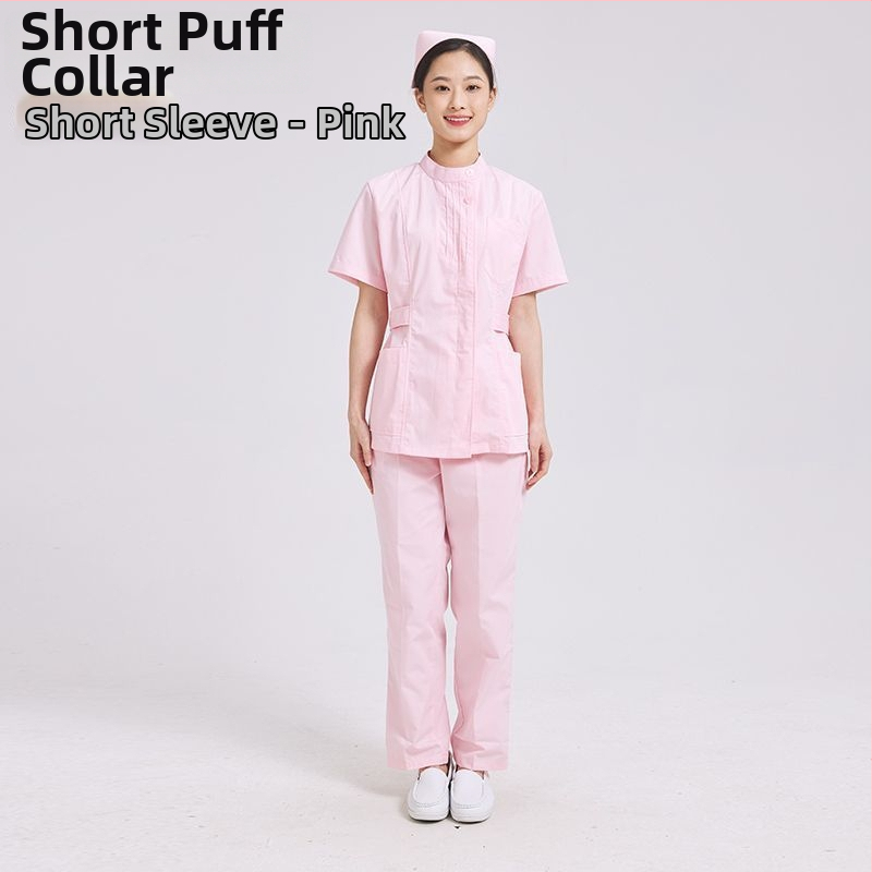 Dvojdielny set ošetrovateľskej uniformy: top s plisovaným okrúhlym výstrihom a nohavice, chenille látka, odvádzanie vlhkosti, unisex