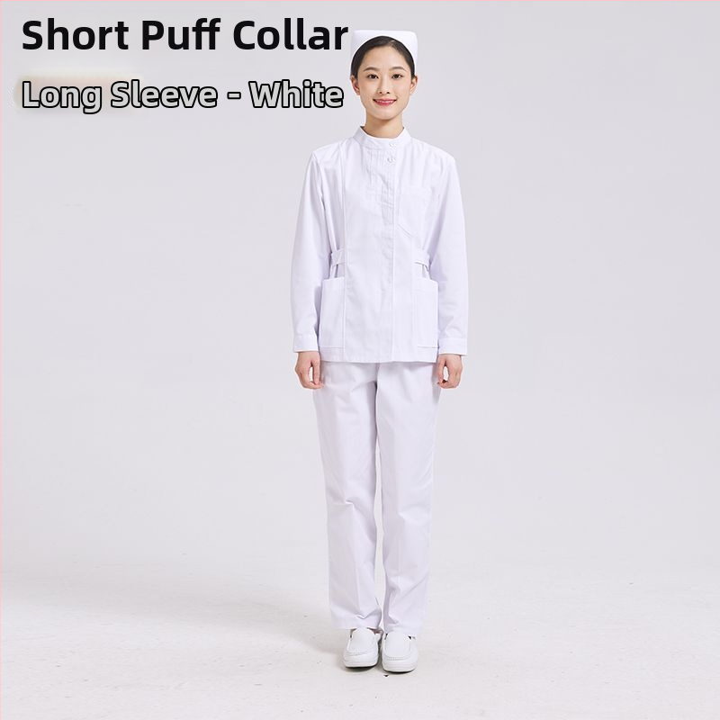 Dvojdielny set ošetrovateľskej uniformy: top s plisovaným okrúhlym výstrihom a nohavice, chenille látka, odvádzanie vlhkosti, unisex