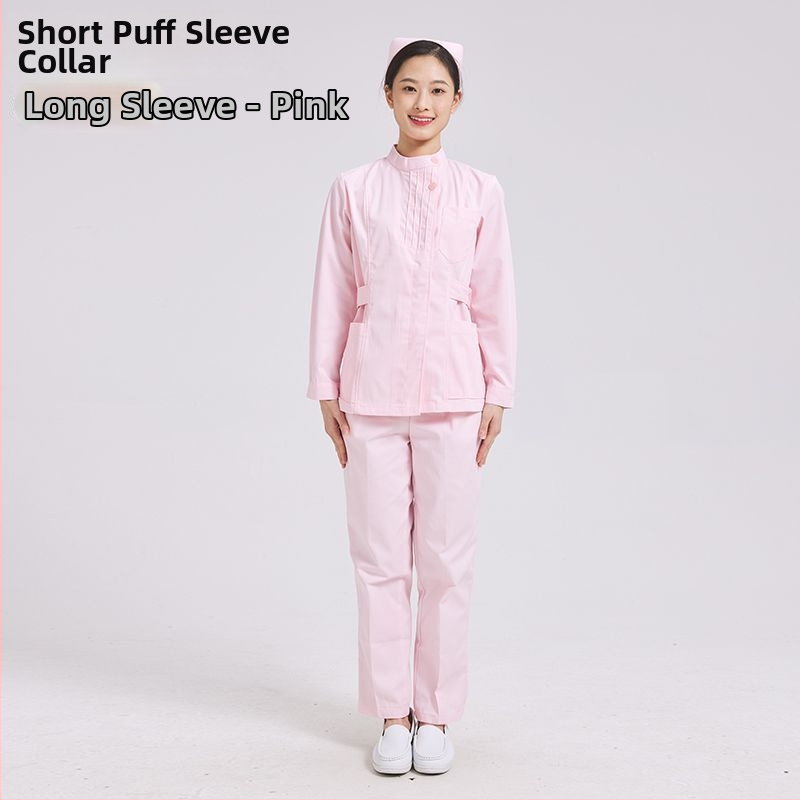 Dvojdielny set ošetrovateľskej uniformy: top s plisovaným okrúhlym výstrihom a nohavice, chenille látka, odvádzanie vlhkosti, unisex