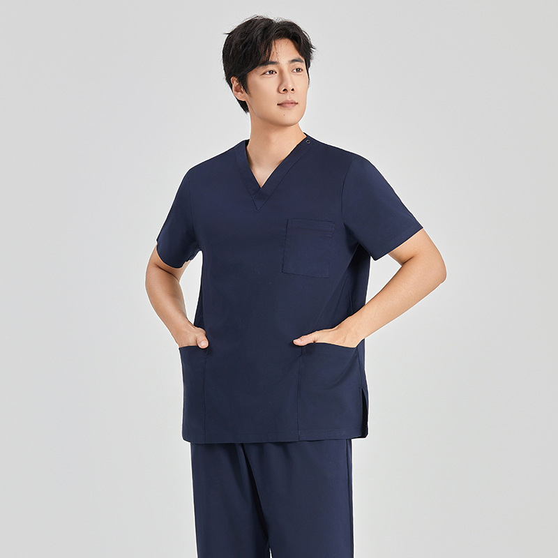 Kirurški scrub set – unisex, kratki rukavi, V-neck, 95% poliester, otporan na kiseline i lužine, kompletan set