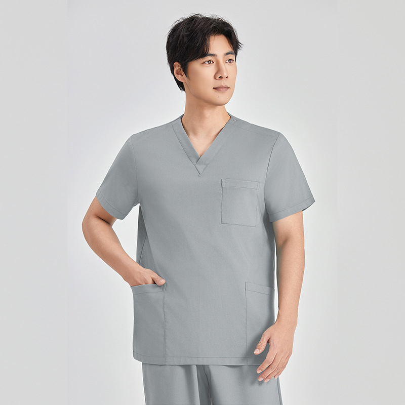 Kirurški scrub set – unisex, kratki rukavi, V-neck, 95% poliester, otporan na kiseline i lužine, kompletan set