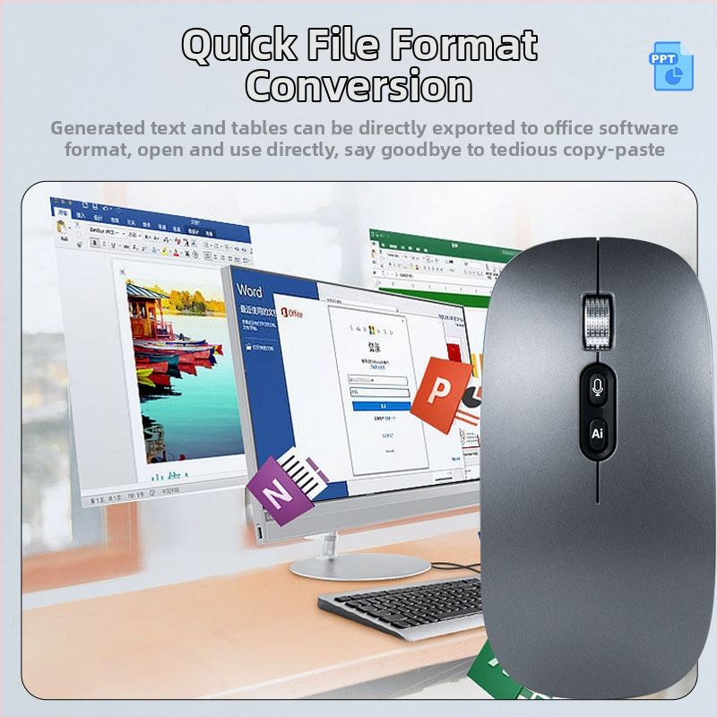 Bežični tiši miš F1 s 5 tipkama, DPI 800-4000, dvostruki modul 2.4G/Bluetooth, Plug-and-Play, ergonomski