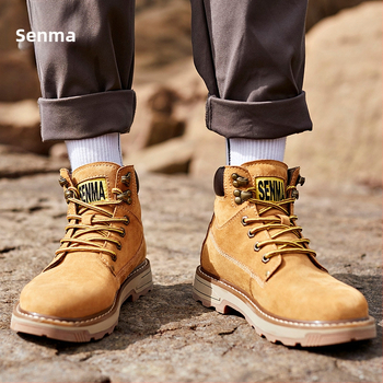 Vīriešu Martin zābaki, augsti, flaneles augšdaļa, gumijas zole, apaļa purngala, vidēja papēža augstums 3–5 cm