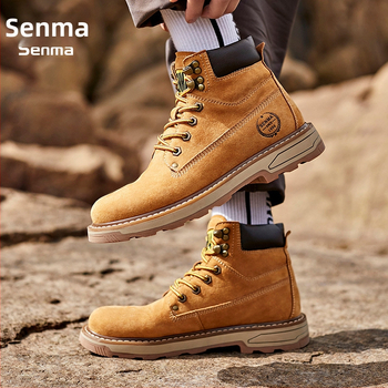 Vīriešu Martin zābaki, augsti, flaneles augšdaļa, gumijas zole, apaļa purngala, vidēja papēža augstums 3–5 cm