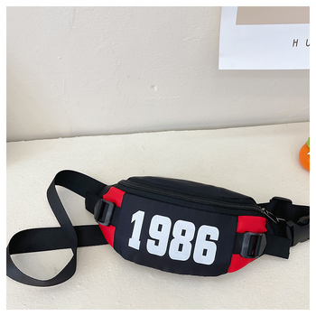 Geantă de piept pentru copii cu litere și blocuri colorate, stil modern sport, material Oxford, căptușeală poliester-cotton, unisex pentru ciclul primar