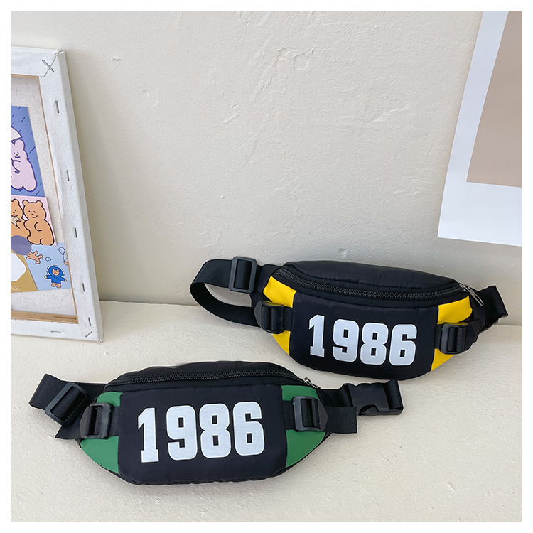 Geantă de piept pentru copii cu litere și blocuri colorate, stil modern sport, material Oxford, căptușeală poliester-cotton, unisex pentru ciclul primar