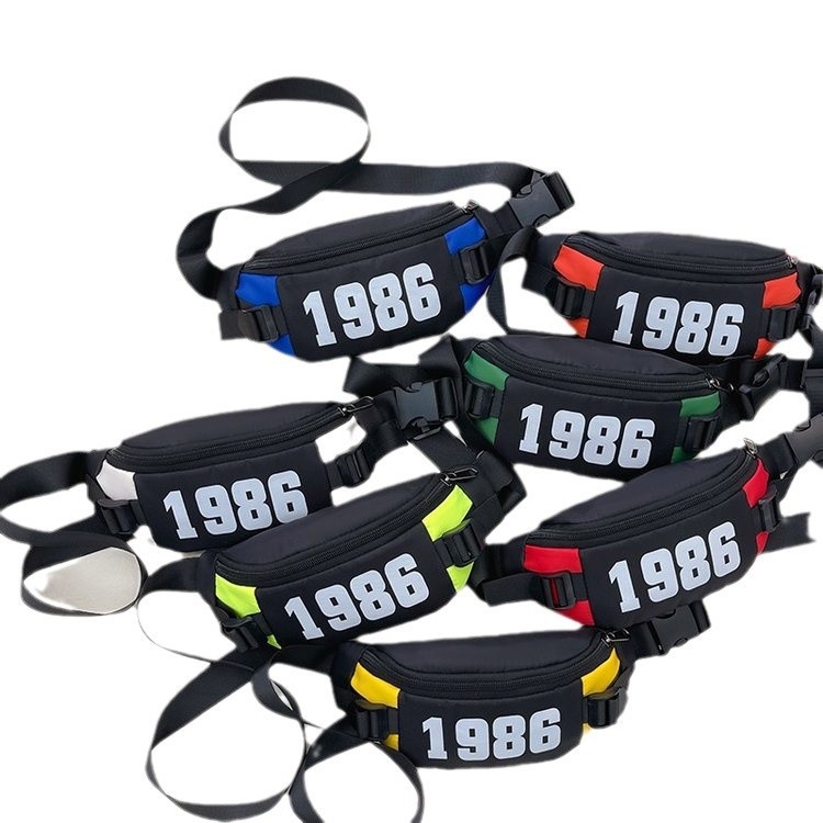 Geantă de piept pentru copii cu litere și blocuri colorate, stil modern sport, material Oxford, căptușeală poliester-cotton, unisex pentru ciclul primar