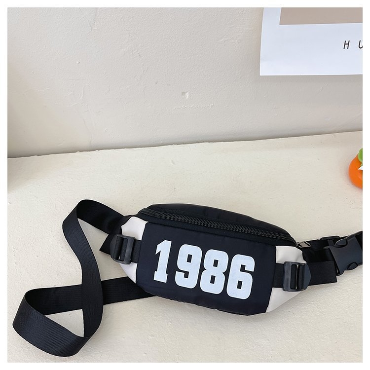 Geantă de piept pentru copii cu litere și blocuri colorate, stil modern sport, material Oxford, căptușeală poliester-cotton, unisex pentru ciclul primar