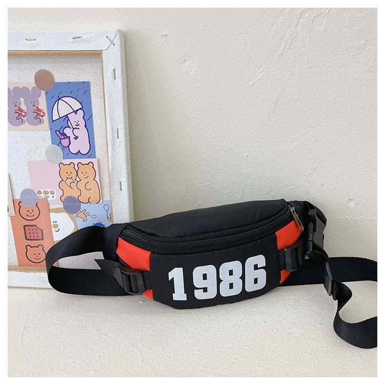 Geantă de piept pentru copii cu litere și blocuri colorate, stil modern sport, material Oxford, căptușeală poliester-cotton, unisex pentru ciclul primar