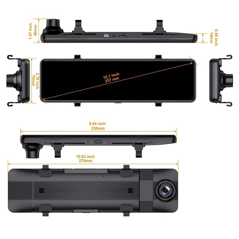 Автомобилен видеорегистратор с двойно заснемане отпред и отзад, 4K30FPS, GPS и ADAS, 170° зрителен ъгъл, 10-инчов тъчскрийн