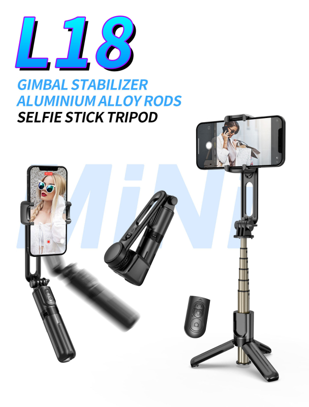 L09 Ručni stabilizator s Bluetoothom za selfie, protiv podrhtavanja, ugrađena rasvjeta za osvjetljenje, VLOG, mini gimbal s jednom osi, ABS + aluminijska legura