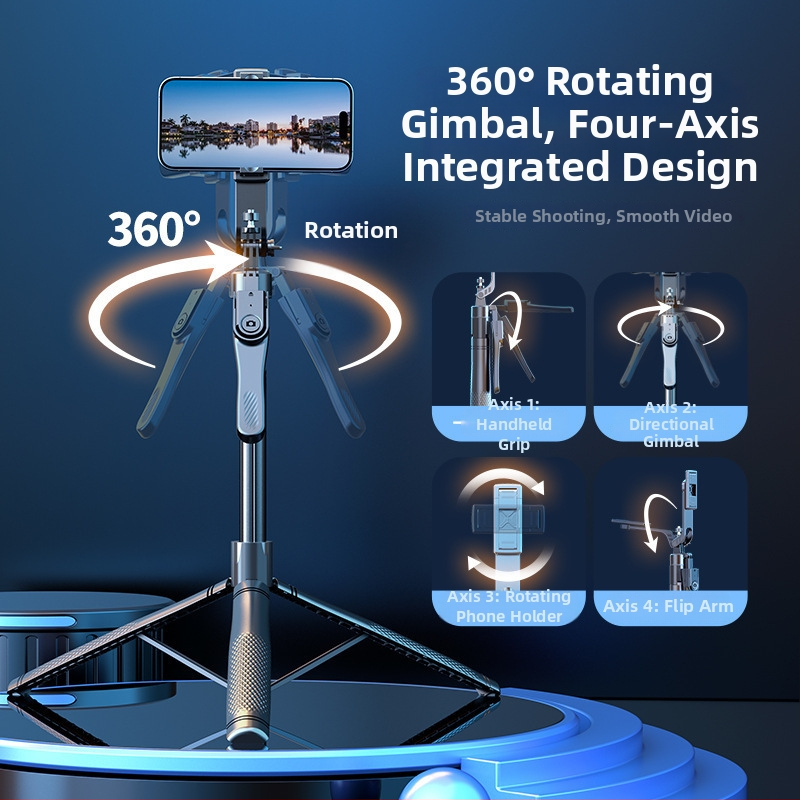 K29 Stabilizátor pre telefón so výsuvným statívom, rukoväť stabilizátor, hliníková zliatina, Bluetooth diaľkové ovládanie, vstavané svetlo