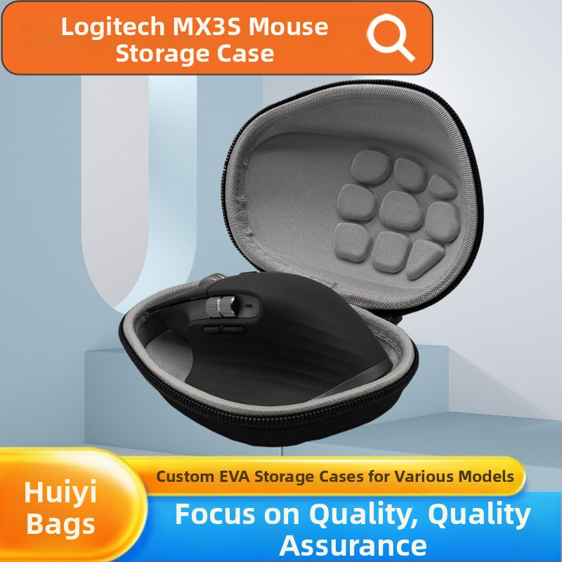 Úložná taška na bezdrôtovú hernú myš Logitech MX Master 3/3S, MX2S a G502X — materiály: nylon, EVA, pena s vysokou hustotou, textília; spracovanie: šitie a termoformovanie; nosnosť: 5 kg