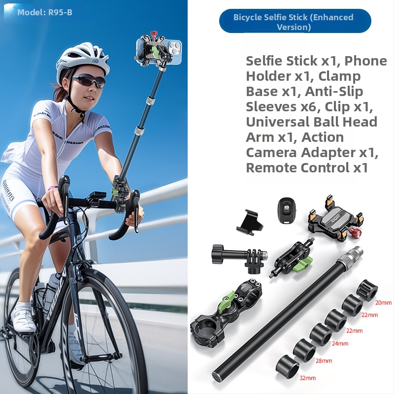 Lampart R95 Držák telefónu pre tretieho človeka Selfie Tyč pre GoPro Insta360 – hliníková zliatina; kompatibilné s motocyklom, bicyklom, horským bicyklom, elektrickým bicyklom – 3 záruky