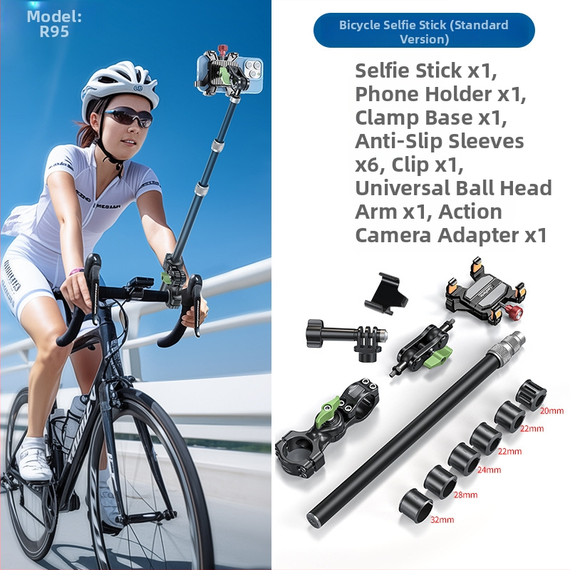 Lampart R95 Držák telefónu pre tretieho človeka Selfie Tyč pre GoPro Insta360 – hliníková zliatina; kompatibilné s motocyklom, bicyklom, horským bicyklom, elektrickým bicyklom – 3 záruky