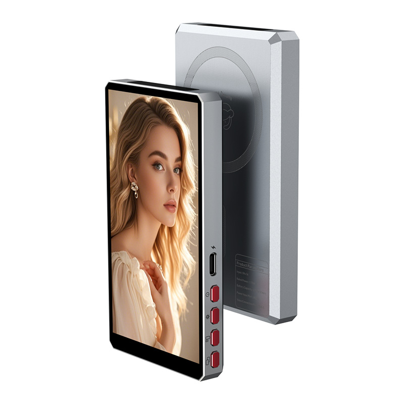 Pt004 Dispozitiv de mirroring a ecranului telefonului din aliaj de aluminiu, Bluetooth wireless, ecran selfie magnetic pe partea din spate, compatibil Android, iOS și HarmonyOS