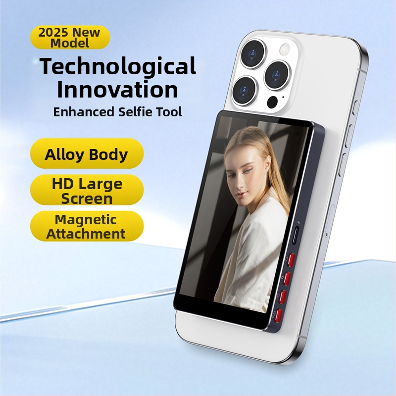 Pt004 Dispozitiv de mirroring a ecranului telefonului din aliaj de aluminiu, Bluetooth wireless, ecran selfie magnetic pe partea din spate, compatibil Android, iOS și HarmonyOS