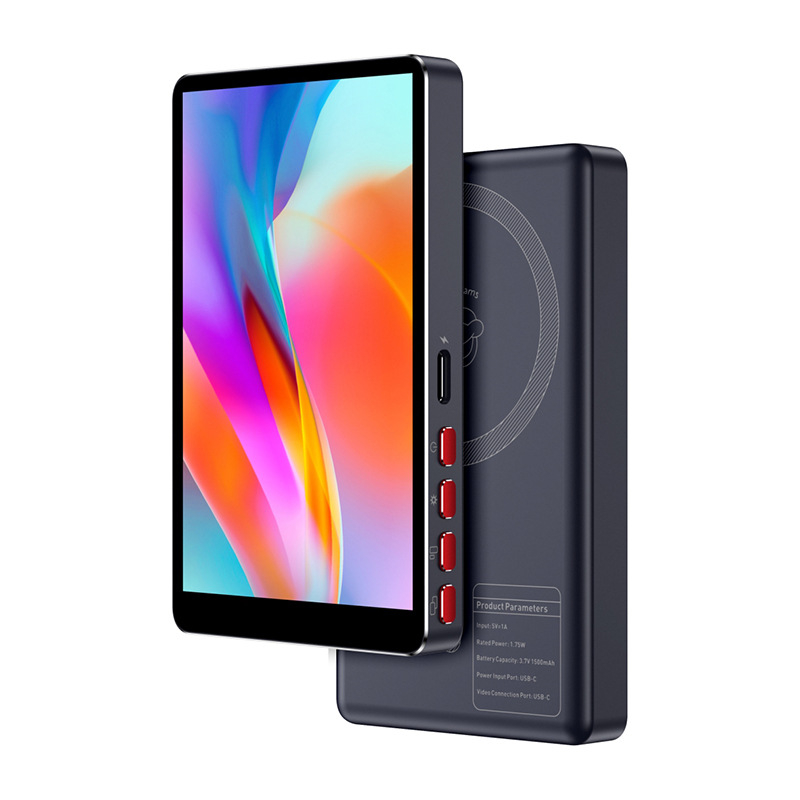 Pt004 Dispozitiv de mirroring a ecranului telefonului din aliaj de aluminiu, Bluetooth wireless, ecran selfie magnetic pe partea din spate, compatibil Android, iOS și HarmonyOS