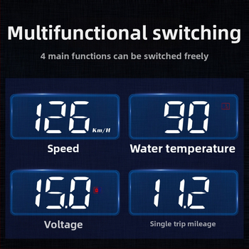 Automašīnas HUD displejs ar OBD, 360° hologrāfisks attēls, GPS, ātruma mērītājs un daudzfunkcionālais mērinstruments — manuālā vadība, barošanās ar bateriju