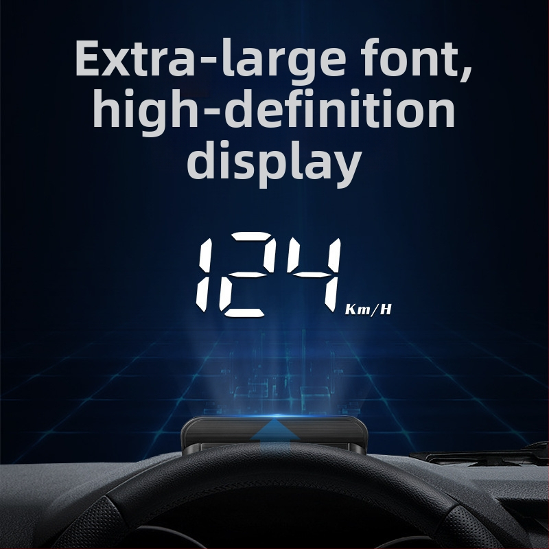 Automašīnas HUD displejs ar OBD, 360° hologrāfisks attēls, GPS, ātruma mērītājs un daudzfunkcionālais mērinstruments — manuālā vadība, barošanās ar bateriju