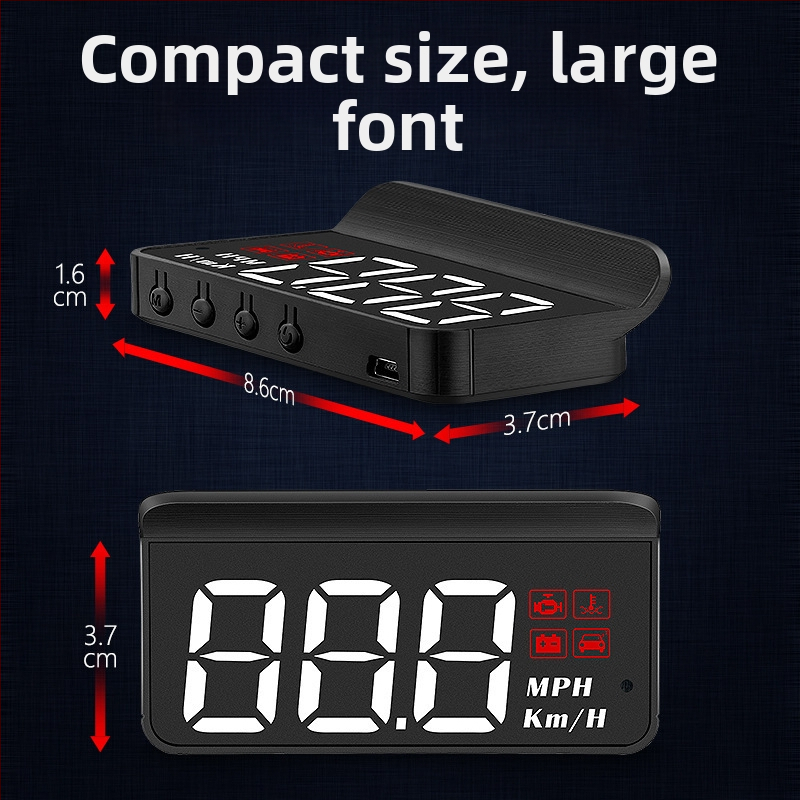 Automašīnas HUD displejs ar OBD, 360° hologrāfisks attēls, GPS, ātruma mērītājs un daudzfunkcionālais mērinstruments — manuālā vadība, barošanās ar bateriju