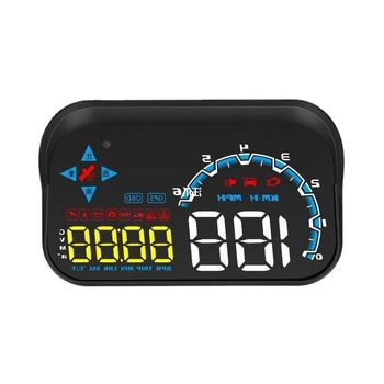 Autós HUD kijelző OBD adatokkal: üzemanyag-fogyasztás, vízhőmérséklet, megtett kilométer és sebesség — vetítés a szélvédőre