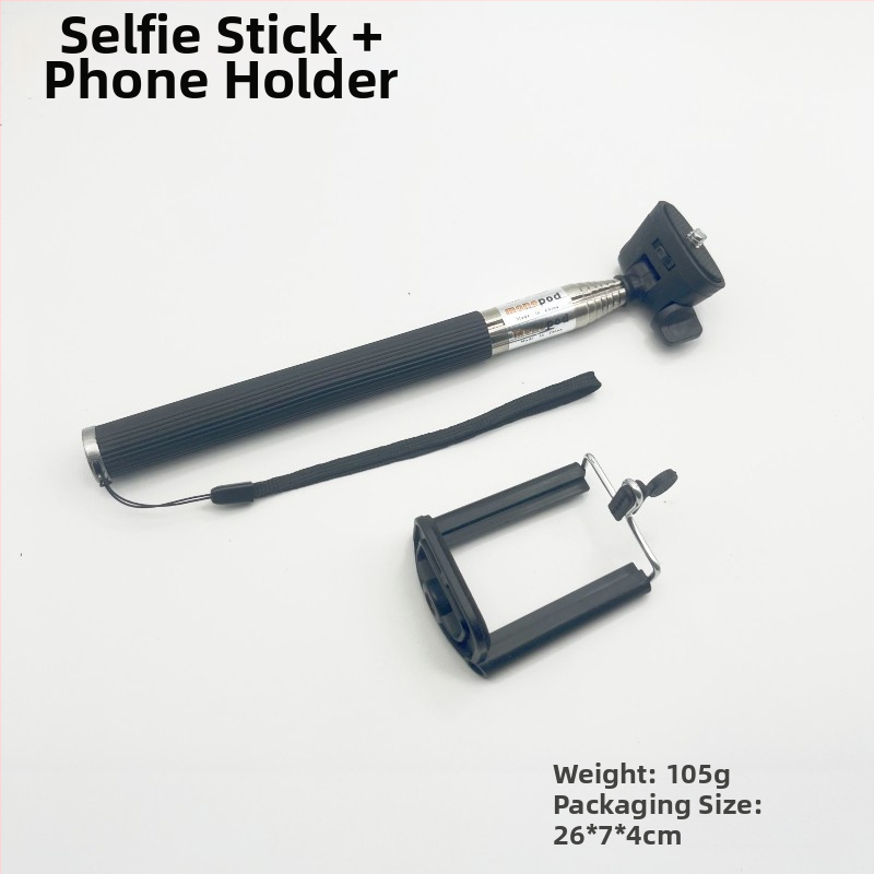 Selfie stick telescopic din oțel inoxidabil cu 7 secțiuni pentru GoPro și camere de acțiune; suportă până la 2 kg