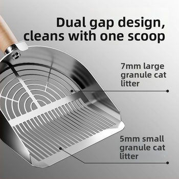 Lopată pentru nisip de pisică, National Favorite, dintr-un bloc de oțel inoxidabil 304, design cu două găuri