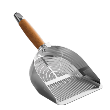 Lopată pentru nisip de pisică, National Favorite, dintr-un bloc de oțel inoxidabil 304, design cu două găuri