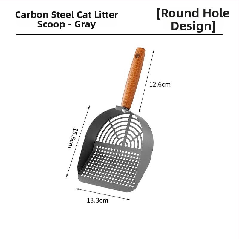 Lopată pentru nisip de pisică, National Favorite, dintr-un bloc de oțel inoxidabil 304, design cu două găuri