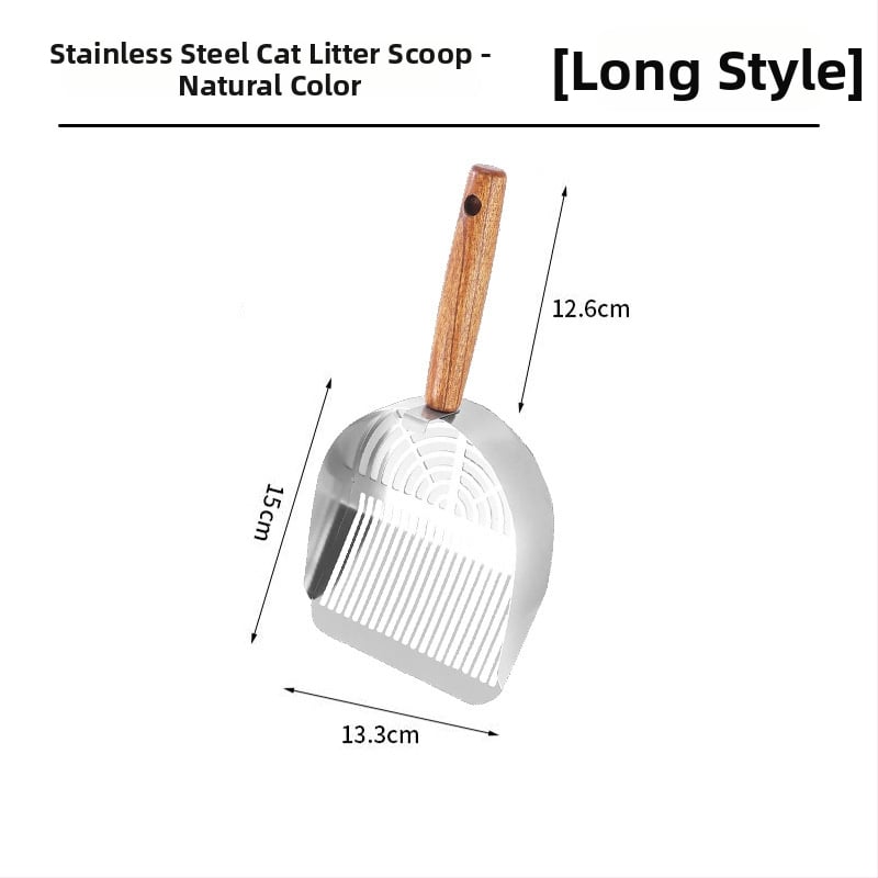 Lopată pentru nisip de pisică, National Favorite, dintr-un bloc de oțel inoxidabil 304, design cu două găuri