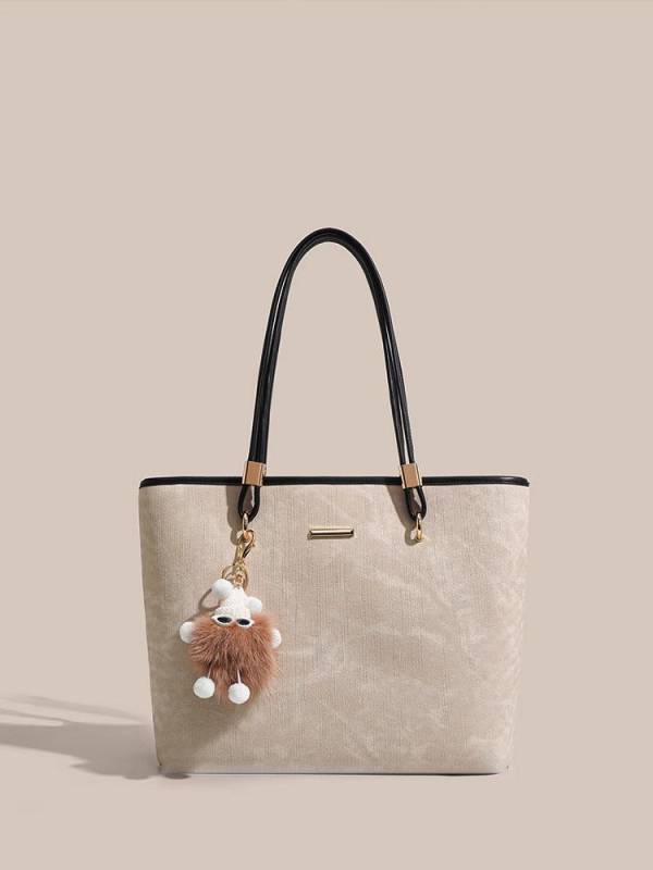 Дамска чанта урбанистичен минималистичен стил Tote чанта (PU материал, цип, полиестер подплата)