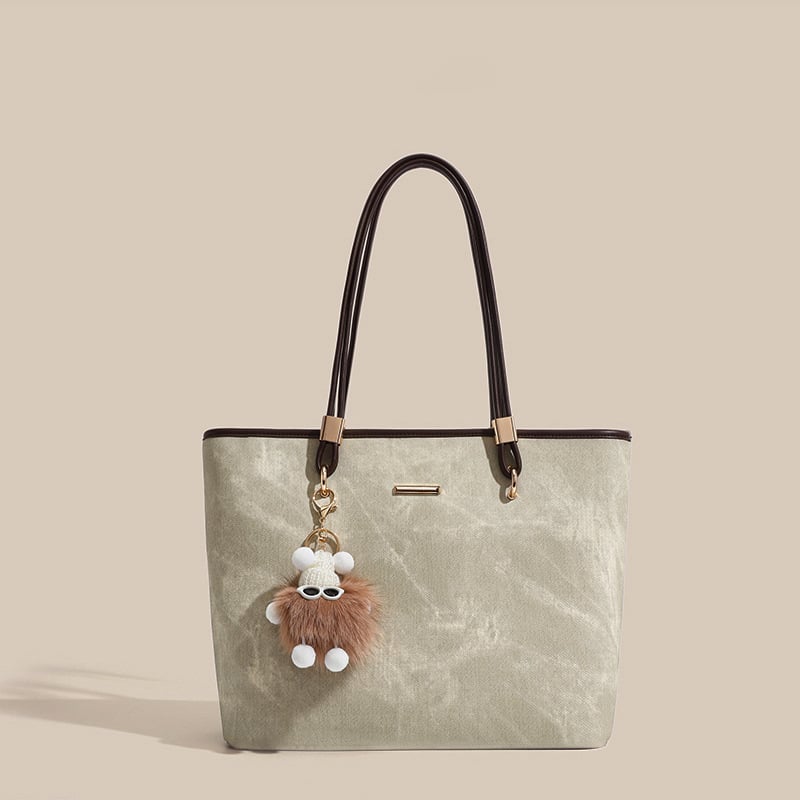 Дамска чанта урбанистичен минималистичен стил Tote чанта (PU материал, цип, полиестер подплата)