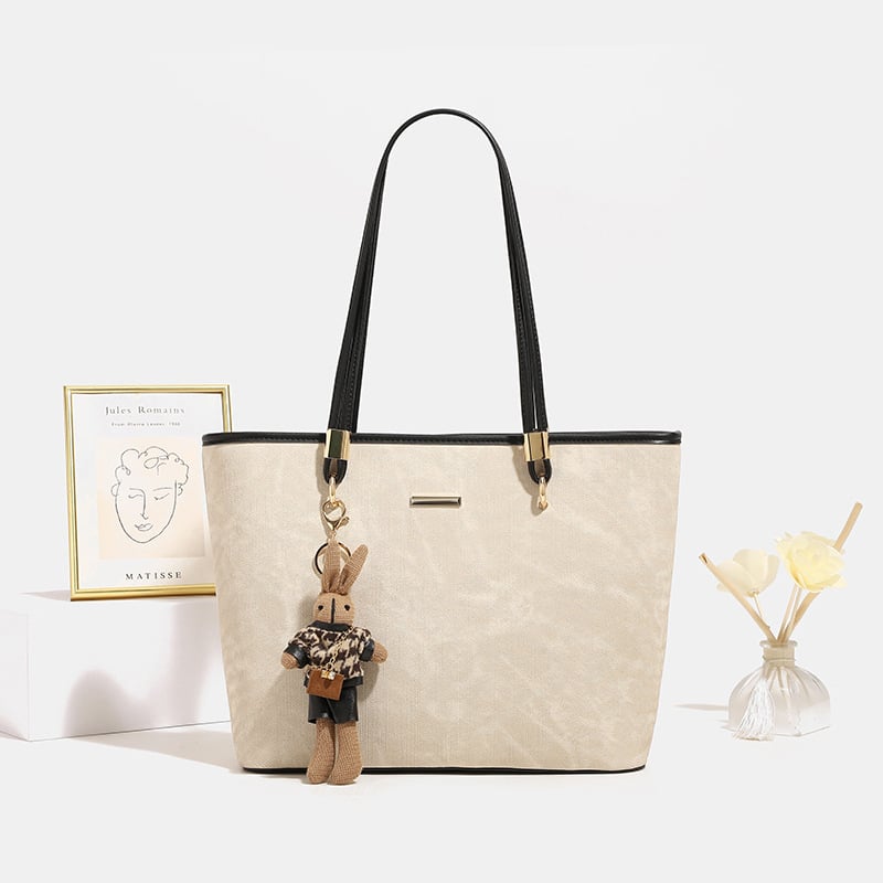 Дамска чанта урбанистичен минималистичен стил Tote чанта (PU материал, цип, полиестер подплата)