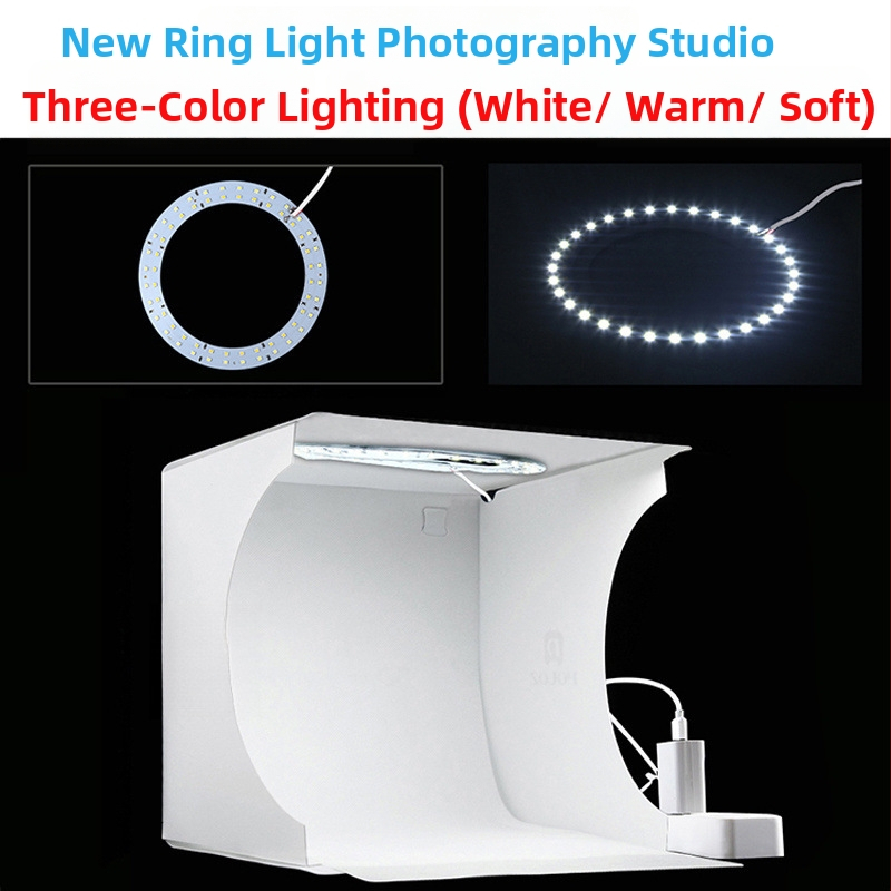 Nešiojamas Studijos Apšvietimas Su Sulankstoma LED Juosta Fotografavimui Su Išmaniuoju Telefonu; Šviesos Dėžutė Nuotraukoms; Fono Audinio Komplektas