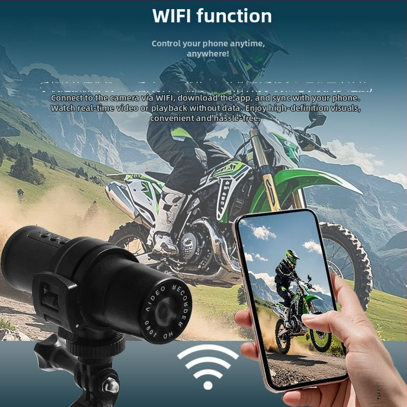 Екшън камера за мотоциклет – 140° ъгъл на кадриране, SD карта до 64GB, тегло 30 g, монтаж на кормилото, литиева батерия