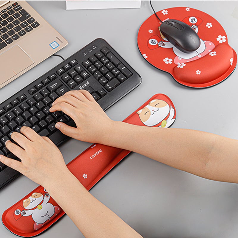 Ergonomijski set podloge za zglob za miš i tipkovnicu — platneni navlaka, memorijska pjena s sporim odzivom, gumena podloga, prilagodljiv logo