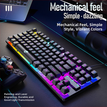 87-gombos vezetékes gamer billentyűzet membránkapcsolókkal és szivárványos megvilágítással