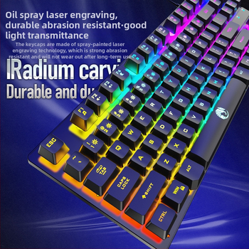 87-gombos vezetékes gamer billentyűzet membránkapcsolókkal és szivárványos megvilágítással