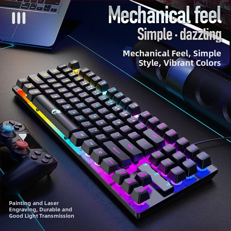87-gombos vezetékes gamer billentyűzet membránkapcsolókkal és szivárványos megvilágítással
