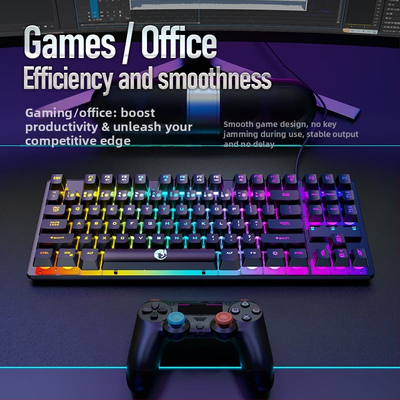 87-gombos vezetékes gamer billentyűzet membránkapcsolókkal és szivárványos megvilágítással