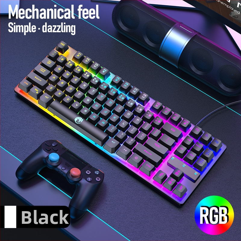 87-gombos vezetékes gamer billentyűzet membránkapcsolókkal és szivárványos megvilágítással