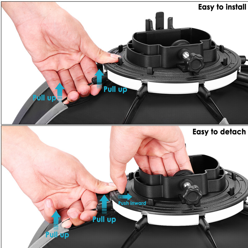 Κουτί μαλακού φωτισμού για πορτραίτα, αναδιπλούμενος κορυφαίος σχεδιασμός, υλικά: πλαστικό, μέταλλο και νάιλον, βάρος 1,1 kg, μοντέλο: γρήγορα διπλούμενο μαλακό κουτί φωτισμού